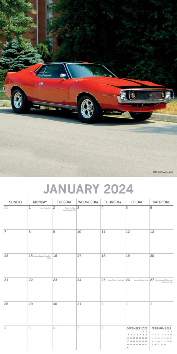 American Muscle Cars – 2024 Square Wall Calendar 16 Months Planner New Year Gift