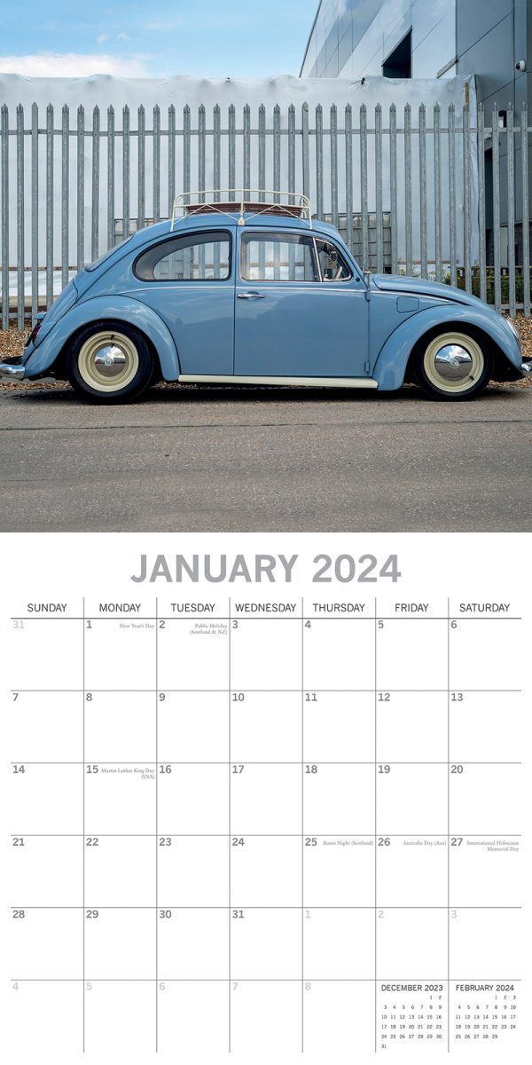 Classic Beetles – 2024 Square Wall Calendar 16 Months Planner Xmas New Year Gift