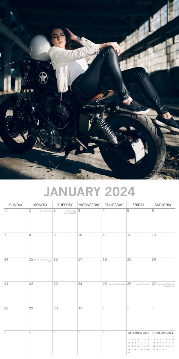 Biker Babes – 2024 Square Wall Calendar 16 Month Planner Christmas New Year Gift