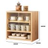 Bamboo Dustproof Cup Storage Cabinet with Sliding Acrylic Door