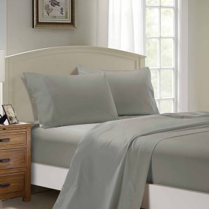 1000TC Ultra Soft King Size Bed Flat & Fitted Sheet Set – Grey