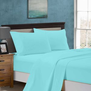 1000TC Ultra Soft King Size Bed Flat & Fitted Sheet Set – Aqua