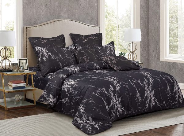 Black Marble Duvet Doona Quilt Cover Set – DOUBLE