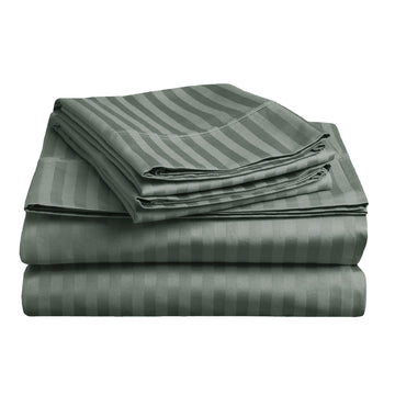 soft stripe microfibre sheet set queen charcoal