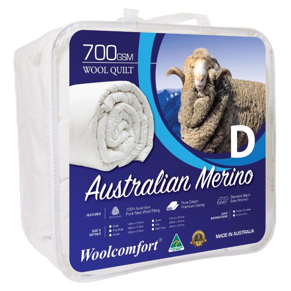 Aus Made Merino Wool Quilt 700GSM 180x210cm Double Size