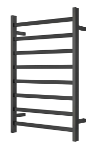 Premium Matte Black Heated Towel Rack – 8 Bars, Square Design, AU Standard, 1000x620mm Wide