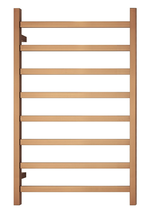 Premium Brushed Rose Gold Heated Towel Rack – 8 Bars, Square Design, AU Standard, 1000x620mm Wide