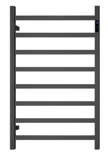 Premium Matte Black Heated Towel Rack with LED- 8 Bars, Square Design, AU Standard, 1000x620mm Wide