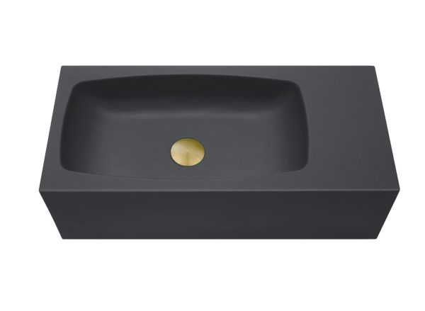 New Concrete Cement Wash Basin Counter Top Matte Black Wall Hung Curved Basin