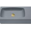 New Concrete Cement Wash Basin Counter Top Matte Dark Grey Wall Hung Curved Basin