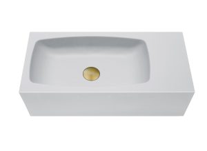 New Concrete Cement Wash Basin Counter Top Matte White Wall Hung Curved Basin