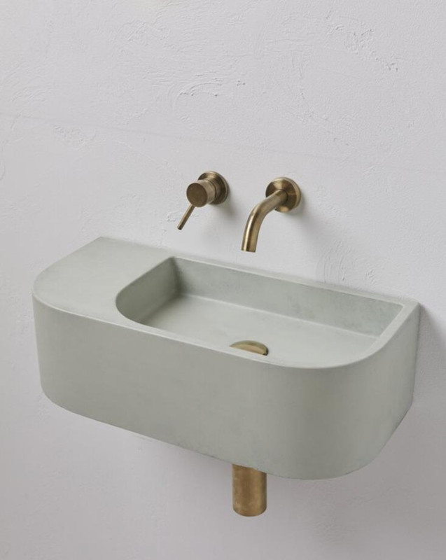 New Concrete Cement Wash Basin Counter Top Matte Mint Green Wall Hung Basin