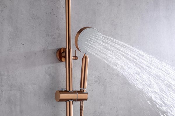 2023 Brushed Rose Gold Copper Solid Stainless Steel 304 made shower set w diverter 200 mm head sprayer hand held head