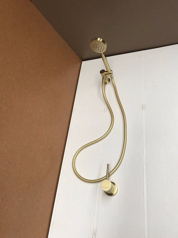 2021 New Brass Burnished Gold round hand held SHOWER HEAD adjust holder mixer