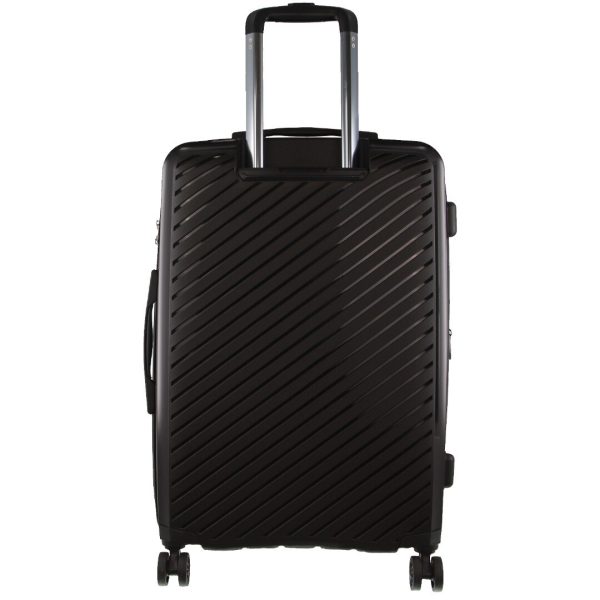 Cardin Inspired Milleni Checked Luggage Bag Travel Carry On Suitcase 65cm (82.5L) – Black