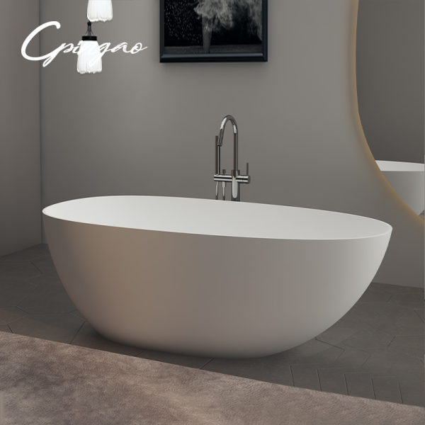 Medium Size Egg Shaped Cast stone – Solid Surface Bath 1600mm length