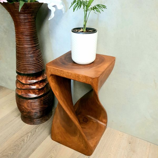 The Twist Raintree Wood Side Table/Corner Table/Planet Stand NB Finish