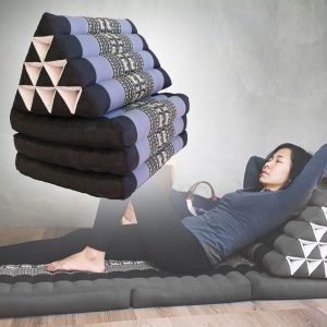 Large Thai Triangle Pillow THREE FOLDS Blue Ele