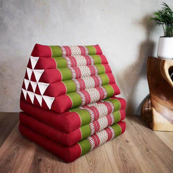 Jumbo Thai Triangle Pillow THREE FOLDS RedGr