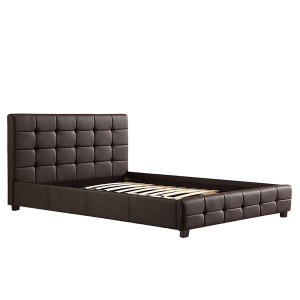 Arrow PU Leather Deluxe Bed Frame – DOUBLE, Brown