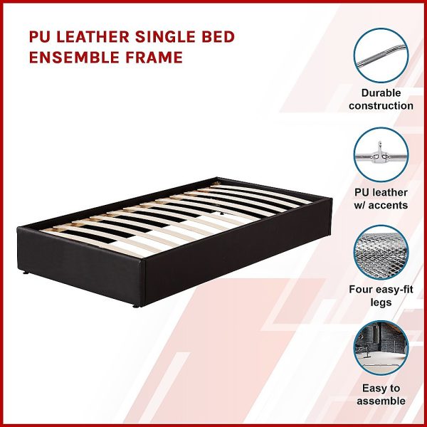 PU Leather Bed Ensemble Frame – SINGLE