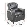 PU Leather Kids Recliner with Drink Holder. – Black