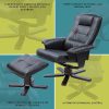 PU Leather Massage Chair Recliner Ottoman Lounge Remote – Black