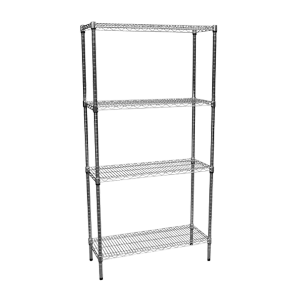 Modular Chrome Wire Storage Shelf 900 x 350 x 1800 Steel Shelving