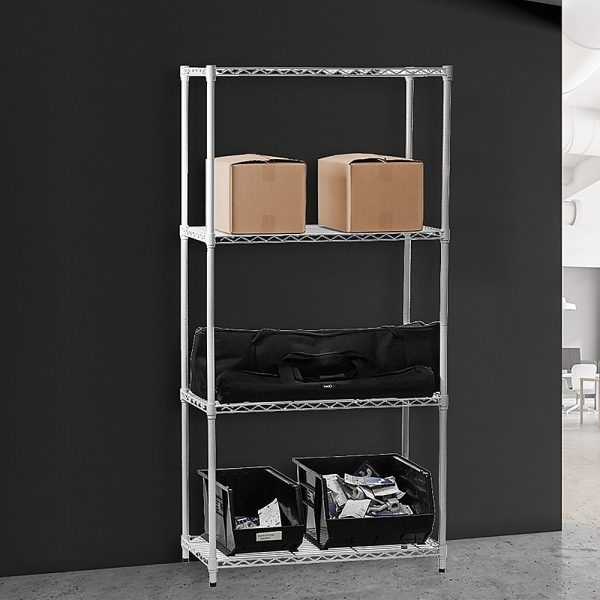 Modular Chrome Wire Storage Shelf 900 x 350 x 1800 Steel Shelving