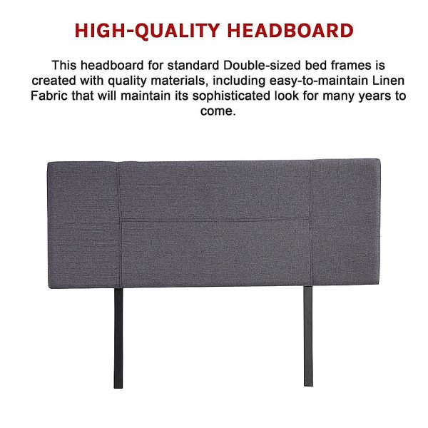 Linen Fabric Bed Headboard Bedhead – DOUBLE, Grey