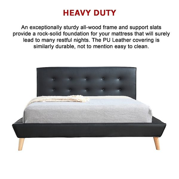 Arden PU Leather Deluxe Bed Frame – DOUBLE, Black