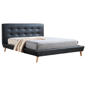 Arden PU Leather Deluxe Bed Frame – QUEEN, Black