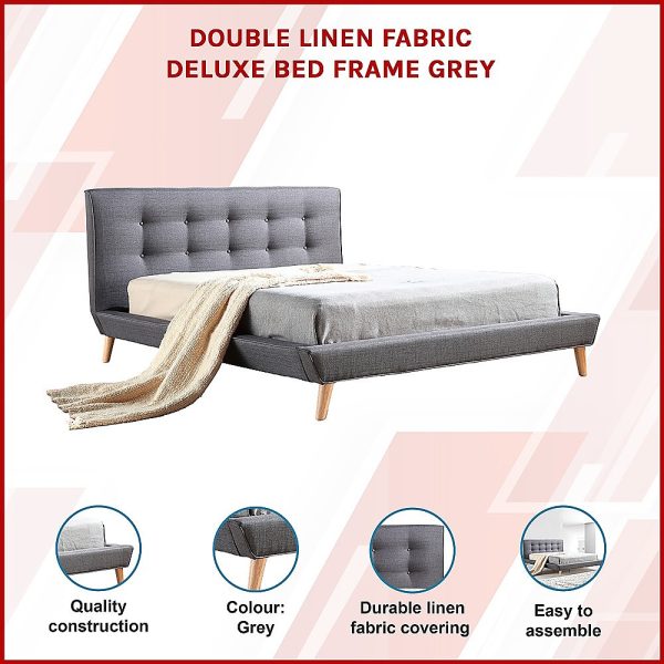 Parilla Fabric Deluxe Bed Frame Grey – DOUBLE