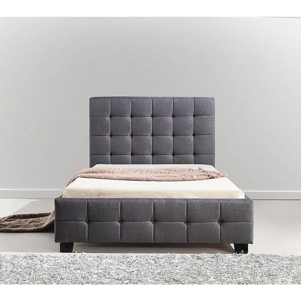 Clare King Single Fabric Deluxe Bed Frame – Grey