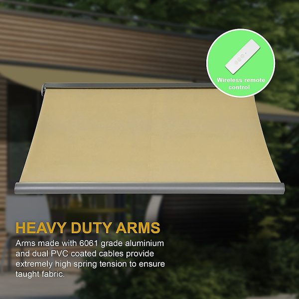 Retractable Folding Arm Awning Heavy Duty Full Cassette Motorised – 4 x 3 M, Beige