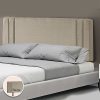 Linen Fabric Bed Deluxe Headboard Bedhead – DOUBLE, Beige