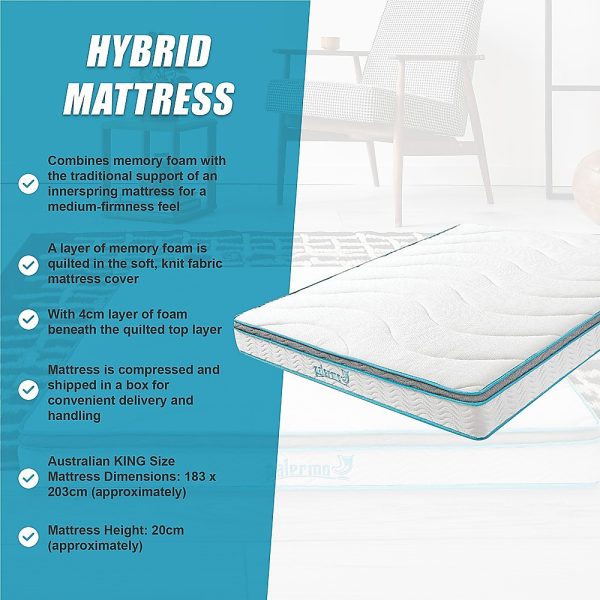 Atwater 20cm Memory Foam and Innerspring Hybrid Mattress – KING