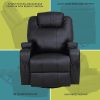 Massage Sofa Chair Recliner 360 Degree Swivel PU Leather Lounge 8 Point Heated – Black