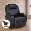 Massage Sofa Chair Recliner 360 Degree Swivel PU Leather Lounge 8 Point Heated – Black