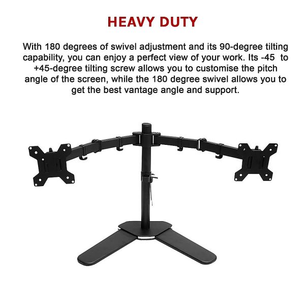 13″-27″ Dual Screen Monitor Stand TV Bracket Computer Display Desk Mount Holder