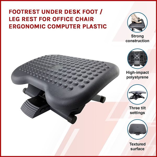 Footrest Under Desk Foot / Leg Rest for Office Chair Ergonomic Computer Plastic