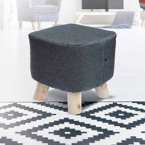 Fabric Ottoman Foot Stool Rest Pouffe Footstool Wood Storage Padded Seat – Charcoal