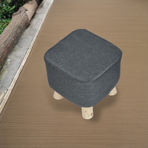 Fabric Ottoman Foot Stool Rest Pouffe Footstool Wood Storage Padded Seat – Charcoal