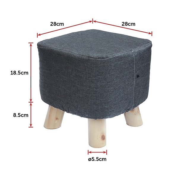 Fabric Ottoman Foot Stool Rest Pouffe Footstool Wood Storage Padded Seat – Charcoal