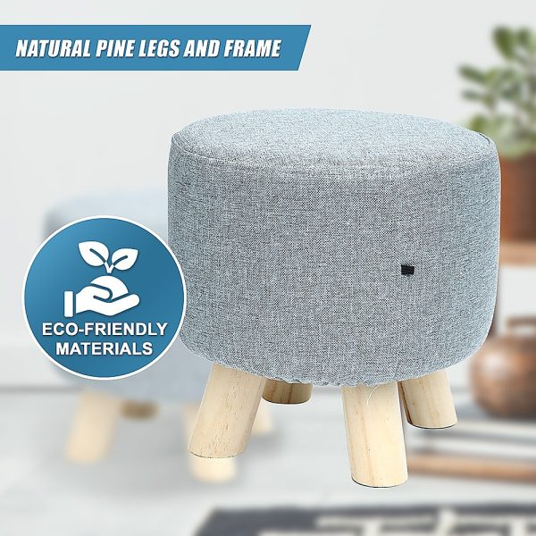 Fabric Ottoman Foot Stool Rest Pouffe Footstool Wood Storage Padded Seat