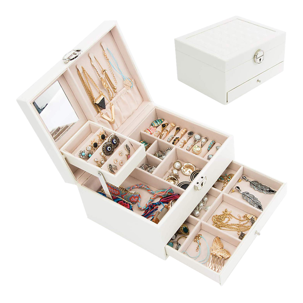 Jewellery Storage Box Girls Rings Necklaces Display Organiser Storage Case