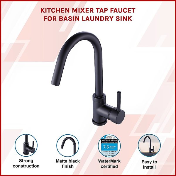 Kitchen Mixer Tap Faucet Basin Laundry Sink. – Black