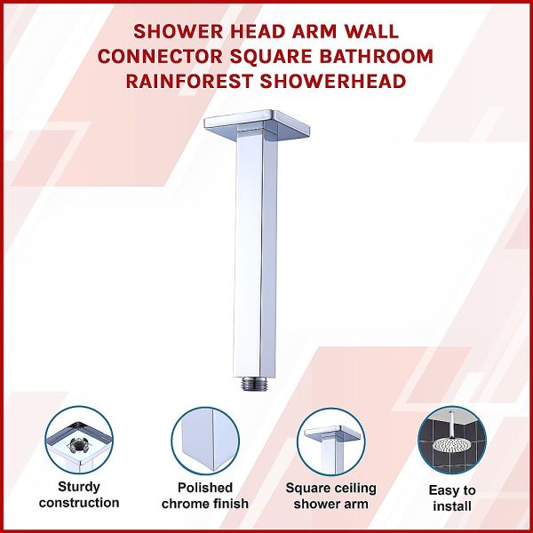 Shower Head Arm Wall Connector Bathroom Rainforest ShowerHead – Square