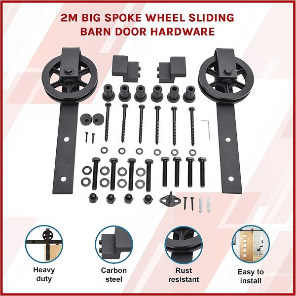 2M Big Spoke Wheel Sliding Barn Door Hardware