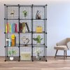 12 Cube Wire Grid Organiser Bookcase Storage Cabinet Wardrobe Closet – Black